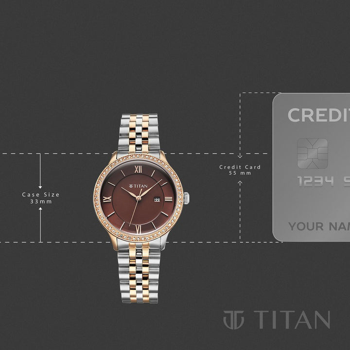 Titan Purple Prestige 95247KM02 Brown Dial Women&