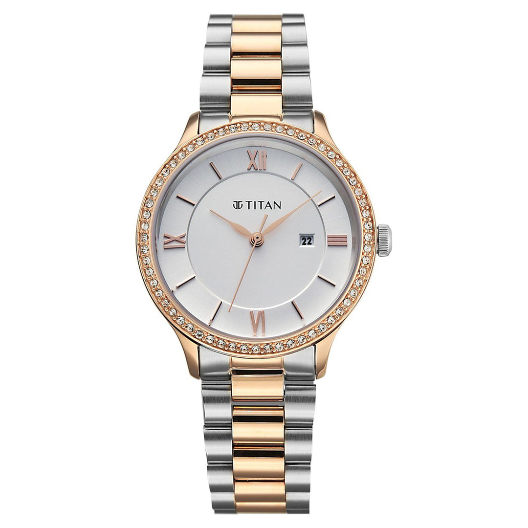 Titan Purple Prestige 95247KM03 White Dial Women&