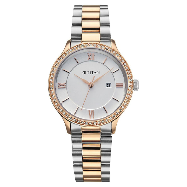 Titan Purple Prestige 95247KM03 White Dial Women&