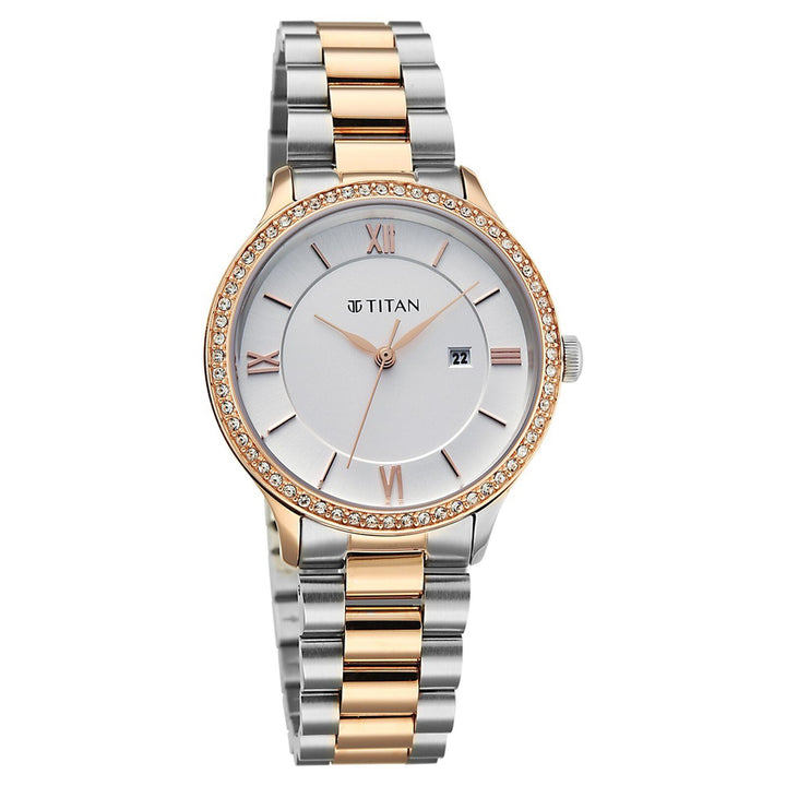 Titan Purple Prestige 95247KM03 White Dial Women&