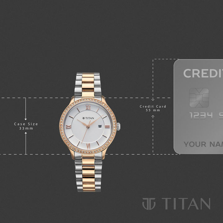 Titan Purple Prestige 95247KM03 White Dial Women&