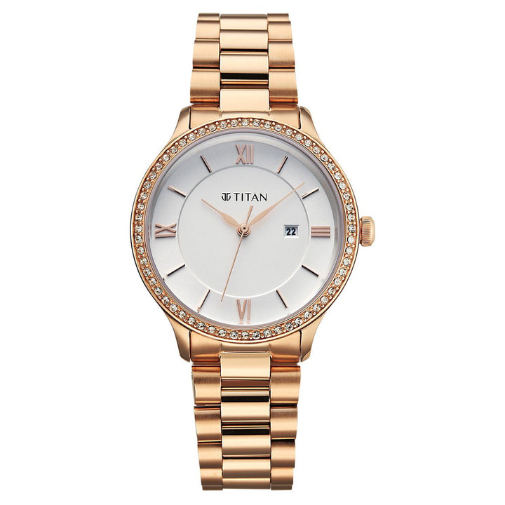 Titan Purple Prestige 95247WM02 White Dial Women&