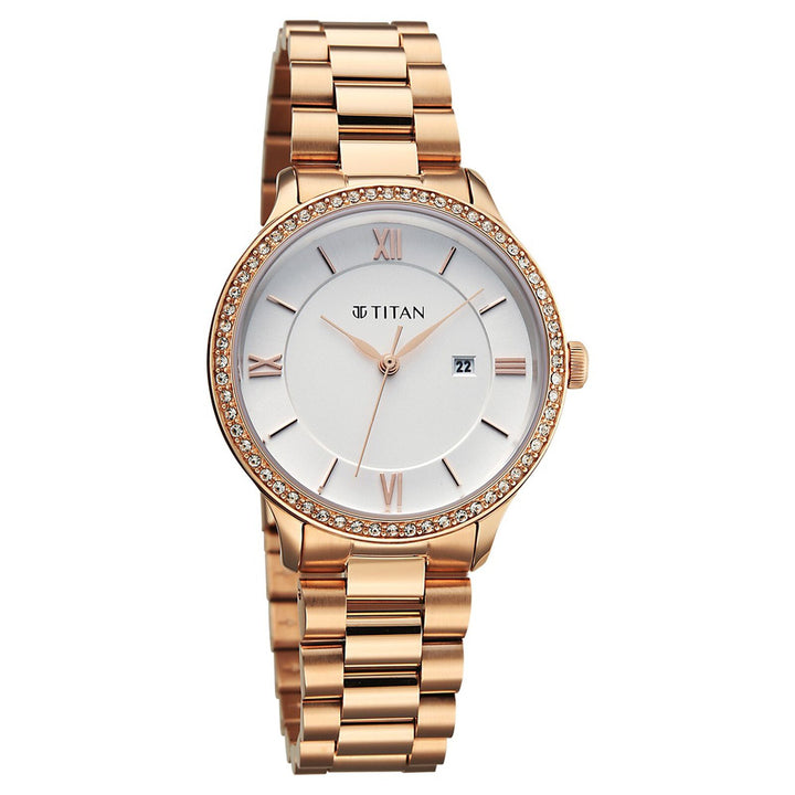 Titan Purple Prestige 95247WM02 White Dial Women&