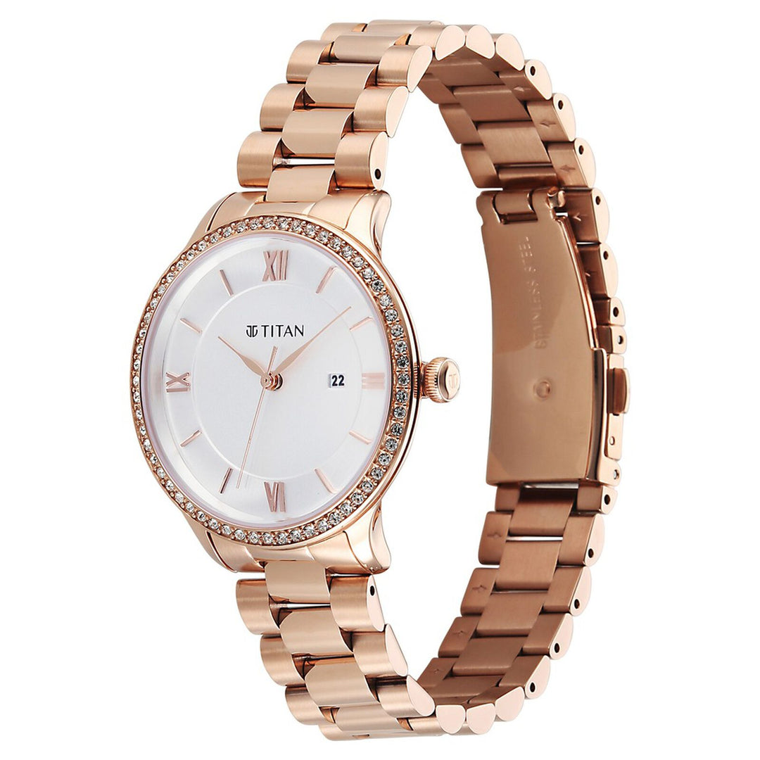 Titan Purple Prestige 95247WM02 White Dial Women&