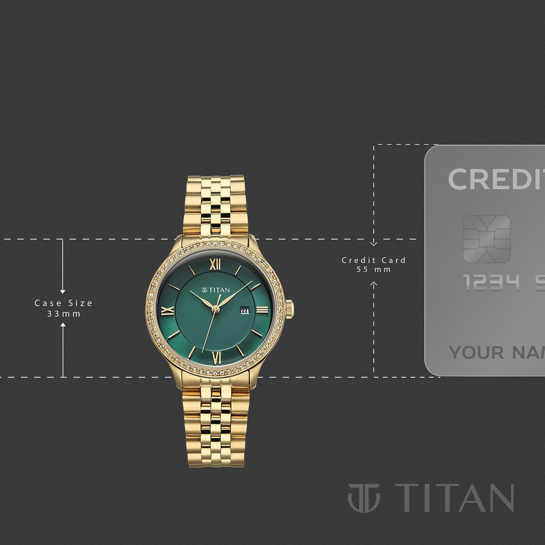 Titan Purple Prestige 95247YM01 Green Dial Women&