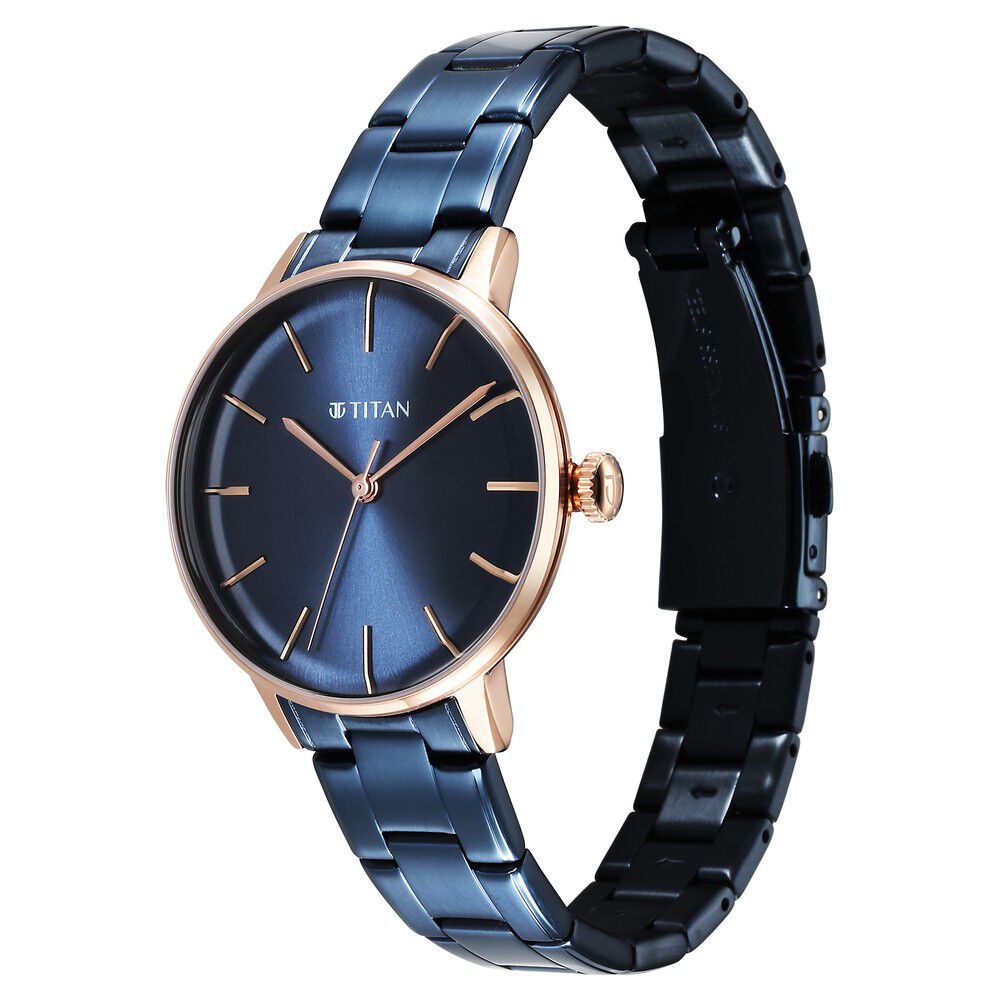 Titan TGIF Quartz Analog Blue Dial Blue Stainless Steel Strap Watch for Women - The Watch Factory ®