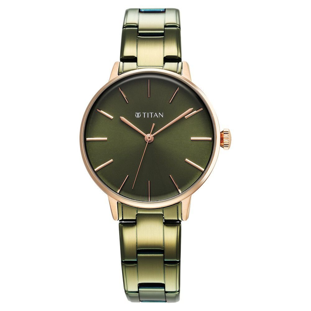 Titan TGIF Quartz Analog Green Dial Green Stainless Steel Strap Watch for Women - The Watch Factory ®