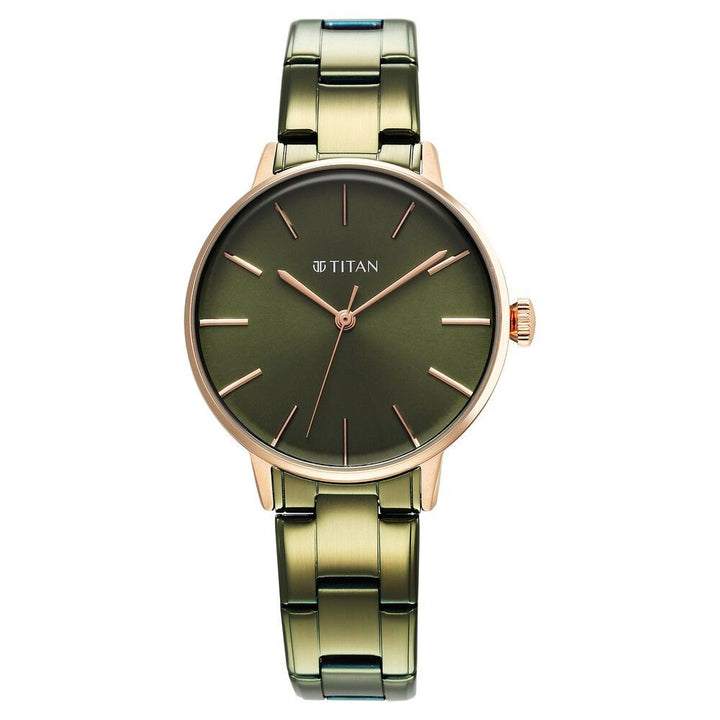 Titan TGIF Quartz Analog Green Dial Green Stainless Steel Strap Watch for Women - The Watch Factory ®