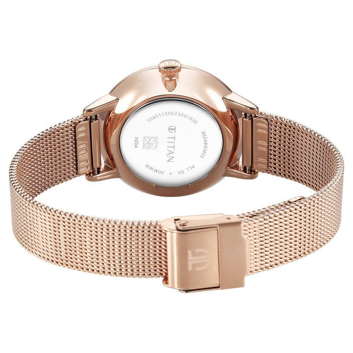 Titan TGIF Quartz Analog Mother Of Pearl Dial Rose Gold Stainless Steel Strap Watch for Women - The Watch Factory ®