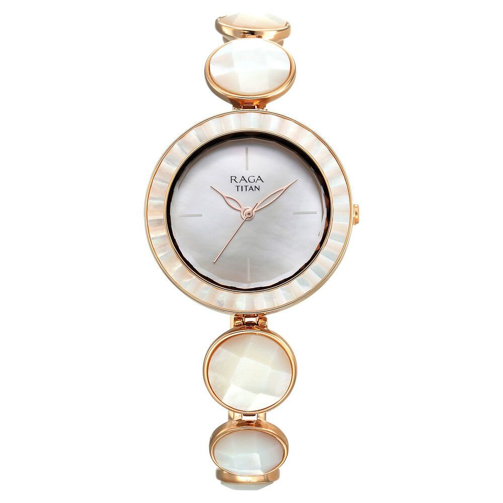 Titan Raga Power Pearls Quartz Analog Mother Of Pearl Dial faceted MOP Strap Watch for Women - The Watch Factory ®