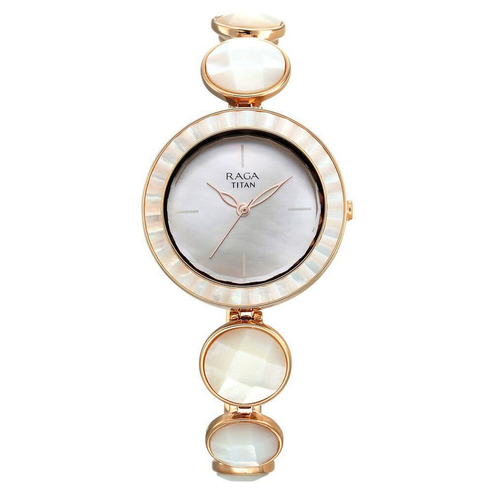 Titan Raga Power Pearls Quartz Analog Mother Of Pearl Dial faceted MOP Strap Watch for Women - The Watch Factory ®