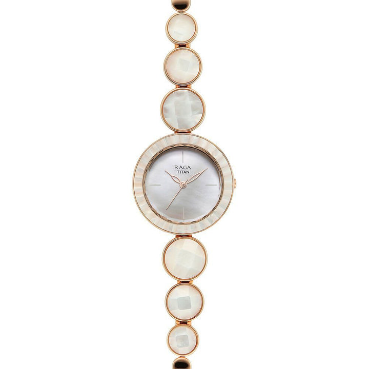 Titan Raga Power Pearls Quartz Analog Mother Of Pearl Dial faceted MOP Strap Watch for Women - The Watch Factory ®