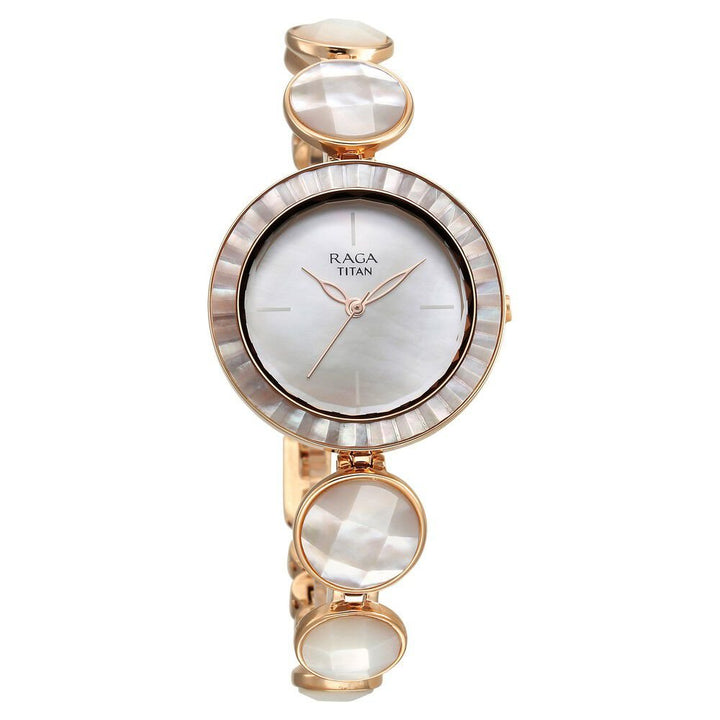 Titan Raga Power Pearls Quartz Analog Mother Of Pearl Dial faceted MOP Strap Watch for Women - The Watch Factory ®