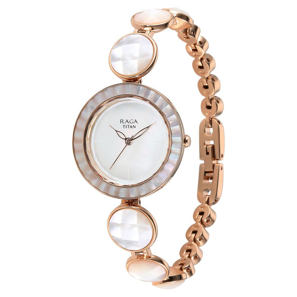 Titan Raga Power Pearls Quartz Analog Mother Of Pearl Dial faceted MOP Strap Watch for Women - The Watch Factory ®