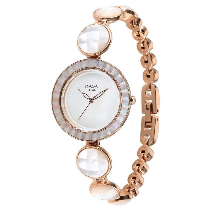 Titan Raga Power Pearls Quartz Analog Mother Of Pearl Dial faceted MOP Strap Watch for Women - The Watch Factory ®