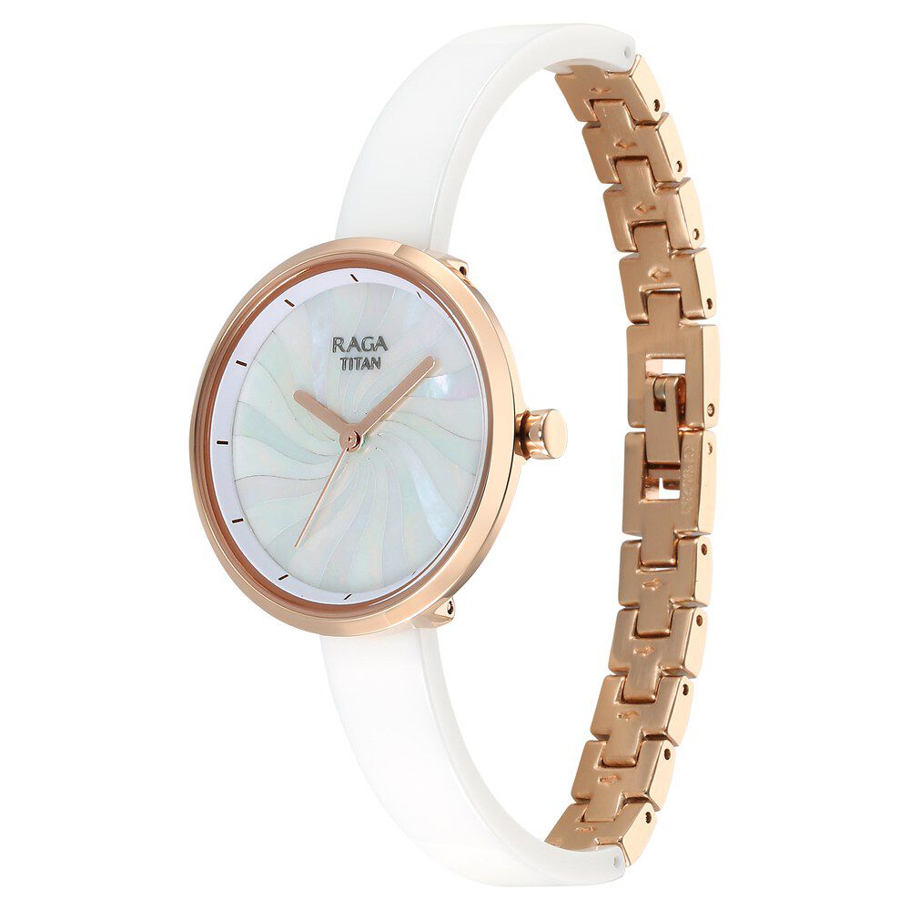 Titan Raga Memoirs Quartz Analog Mother Of Pearl Dial With White Ceramic Strap Watch For Women - The Watch Factory ®