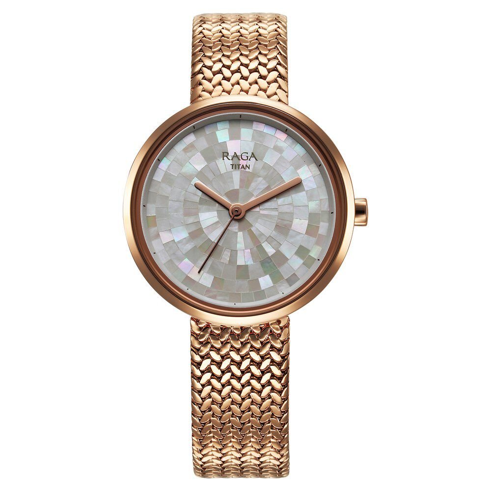 Titan Raga Memoirs Quartz Analog Mother Of Pearl Round Dial Rose Gold Metal Strap Watch For Women - The Watch Factory ®