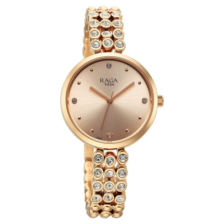 Titan Raga Showstopper Quartz Analog Rose Gold Dial Metal Strap Watch for Women - The Watch Factory ®