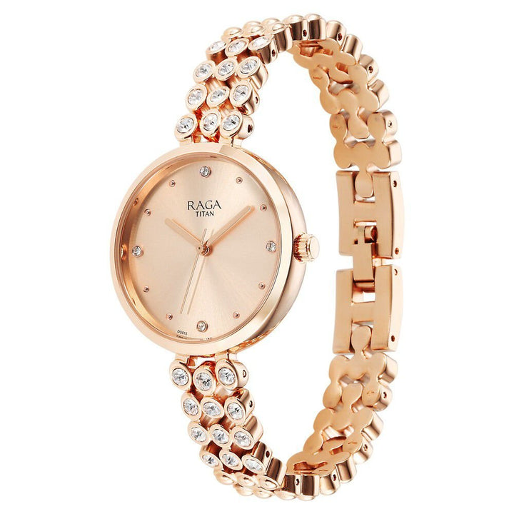 Titan Raga Showstopper Quartz Analog Rose Gold Dial Metal Strap Watch for Women - The Watch Factory ®