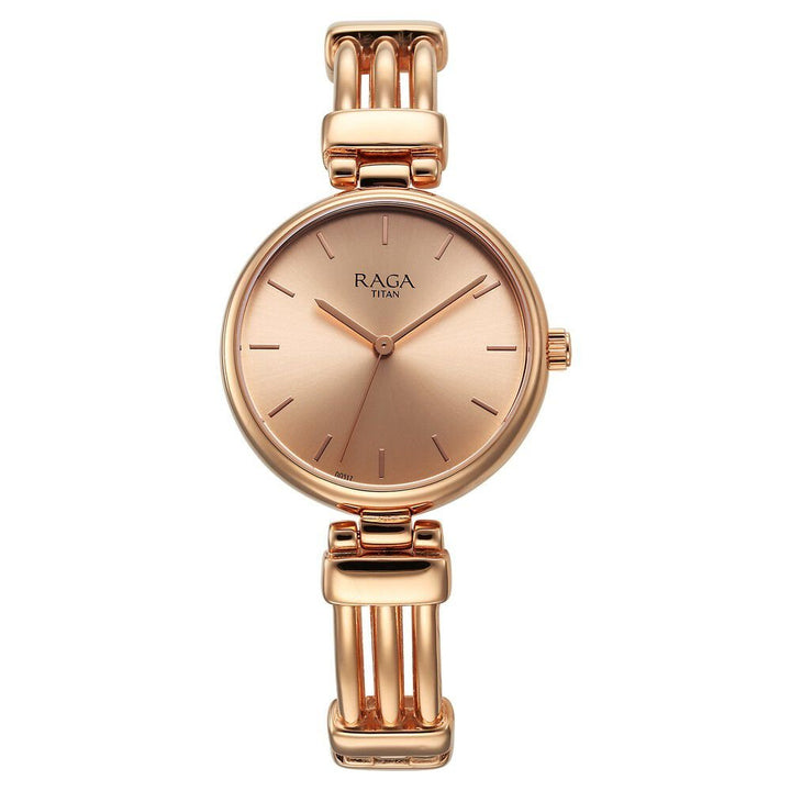 Titan Raga Showstopper Quartz Analog Rose Gold Dial Metal Strap Watch for Women - The Watch Factory ®