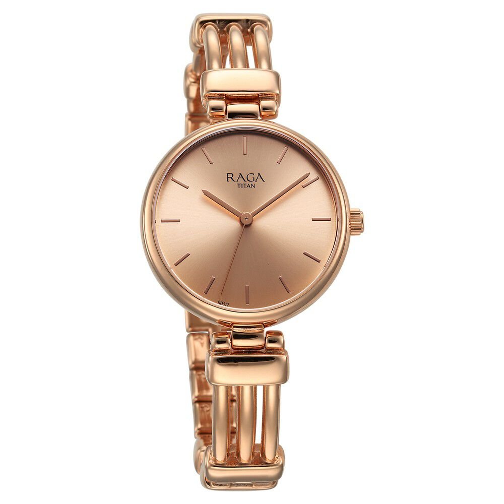 Titan Raga Showstopper Quartz Analog Rose Gold Dial Metal Strap Watch for Women - The Watch Factory ®