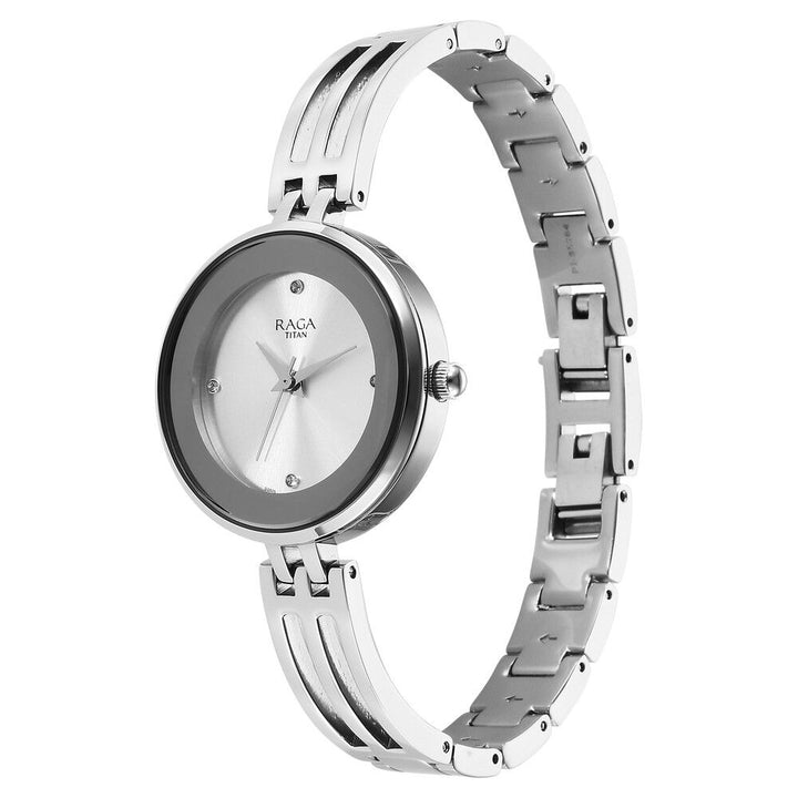 Titan Raga Showstopper Quartz Analog Silver Dial Metal Strap Watch for Women - The Watch Factory ®