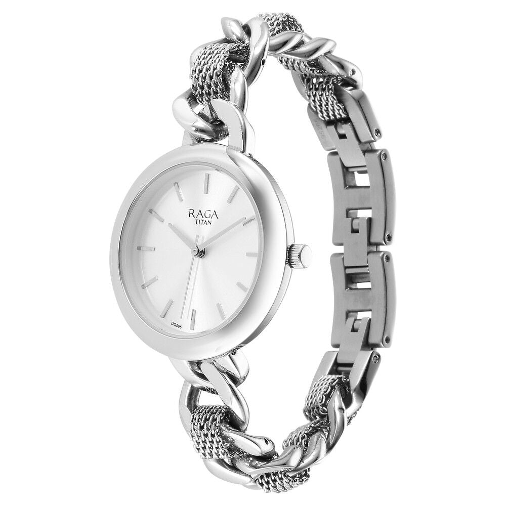 Titan Raga Showstopper Quartz Analog Silver Dial Metal Strap Watch for Women - The Watch Factory ®