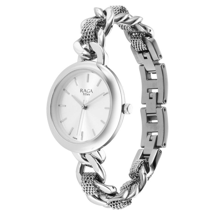 Titan Raga Showstopper Quartz Analog Silver Dial Metal Strap Watch for Women - The Watch Factory ®