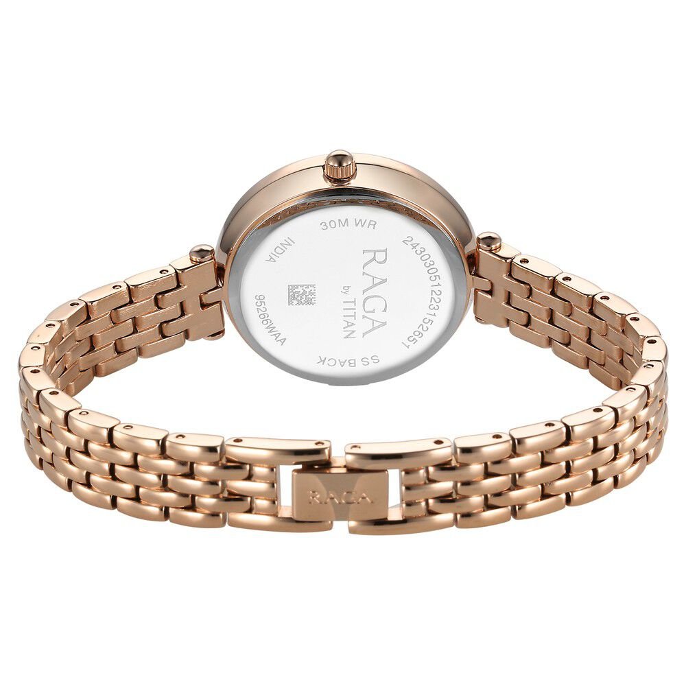 Titan Raga Showstopper Quartz Analog Blue Dial Rose Gold Metal Strap Watch For Women - The Watch Factory ®