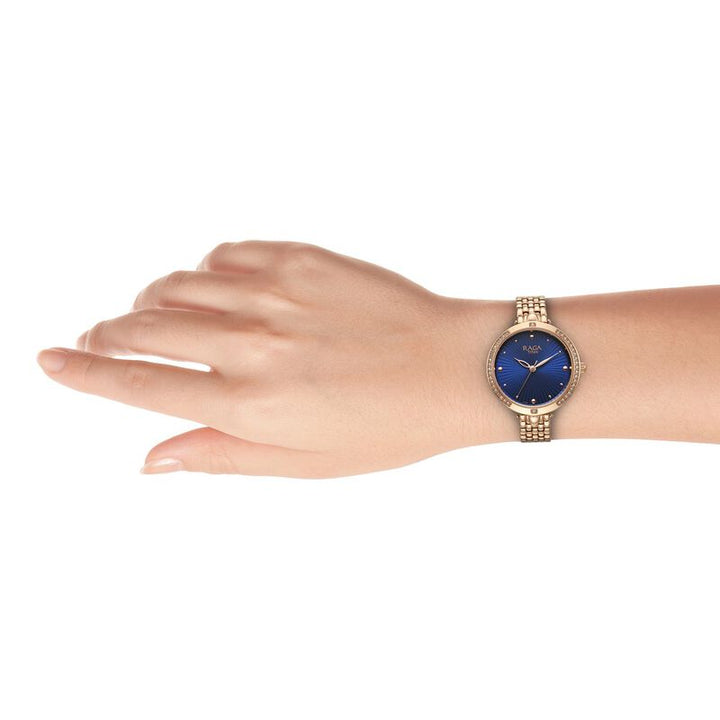 Titan Raga Showstopper Quartz Analog Blue Dial Metal Strap Watch for Women 95266WM01 / NS95266WM01