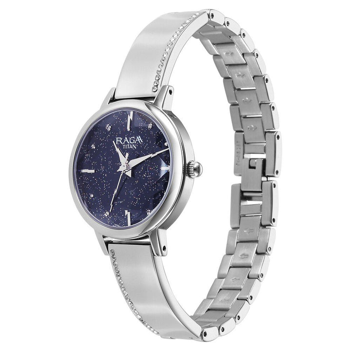 Titan Raga Showstopper Quartz Analog Blue Dial Silver Metal Strap Watch For Women - The Watch Factory ®