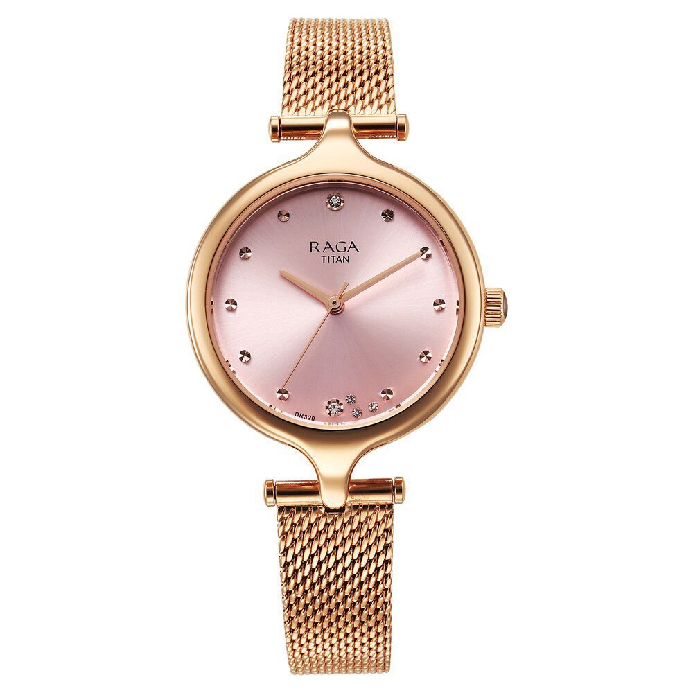 Titan Raga Showstopper Quartz Analog Rose Gold Dial Metal Strap Watch For Women - The Watch Factory ®