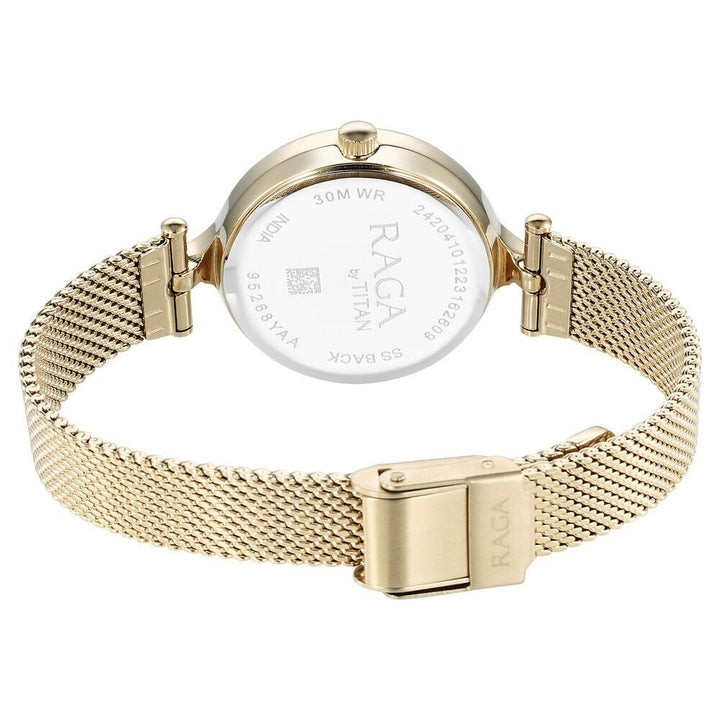 Titan Raga Showstopper Quartz Analog Silver Dial Golden Metal Strap Watch For Women - The Watch Factory ®