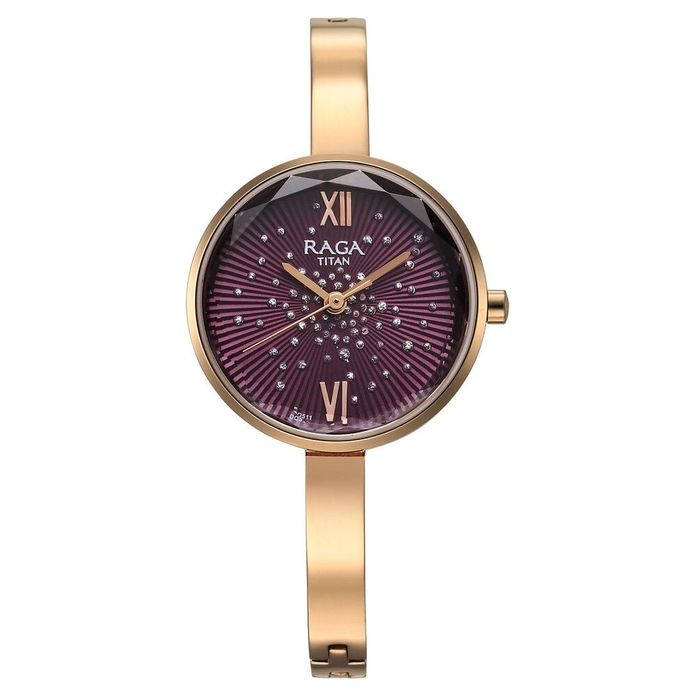 Titan Raga Showstopper Quartz Analog Purple Dial Metal Strap Watch for Women - The Watch Factory ®