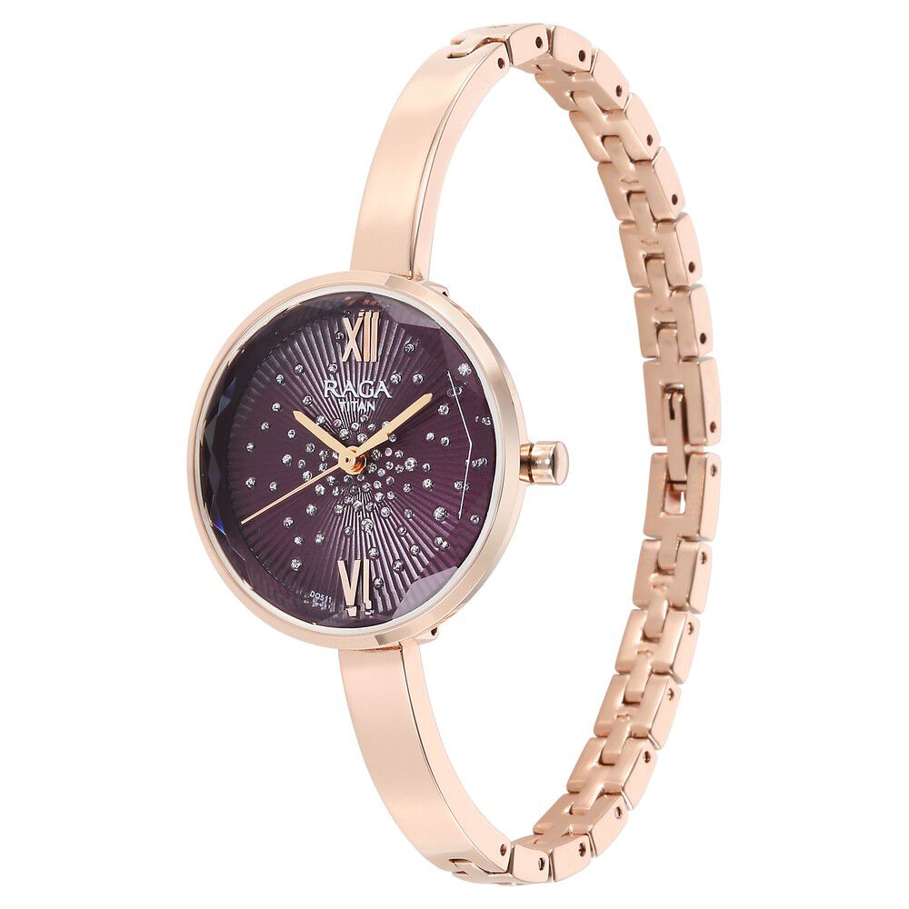 Titan Raga Showstopper Quartz Analog Purple Dial Metal Strap Watch for Women - The Watch Factory ®