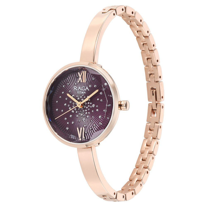 Titan Raga Showstopper Quartz Analog Purple Dial Metal Strap Watch for Women - The Watch Factory ®
