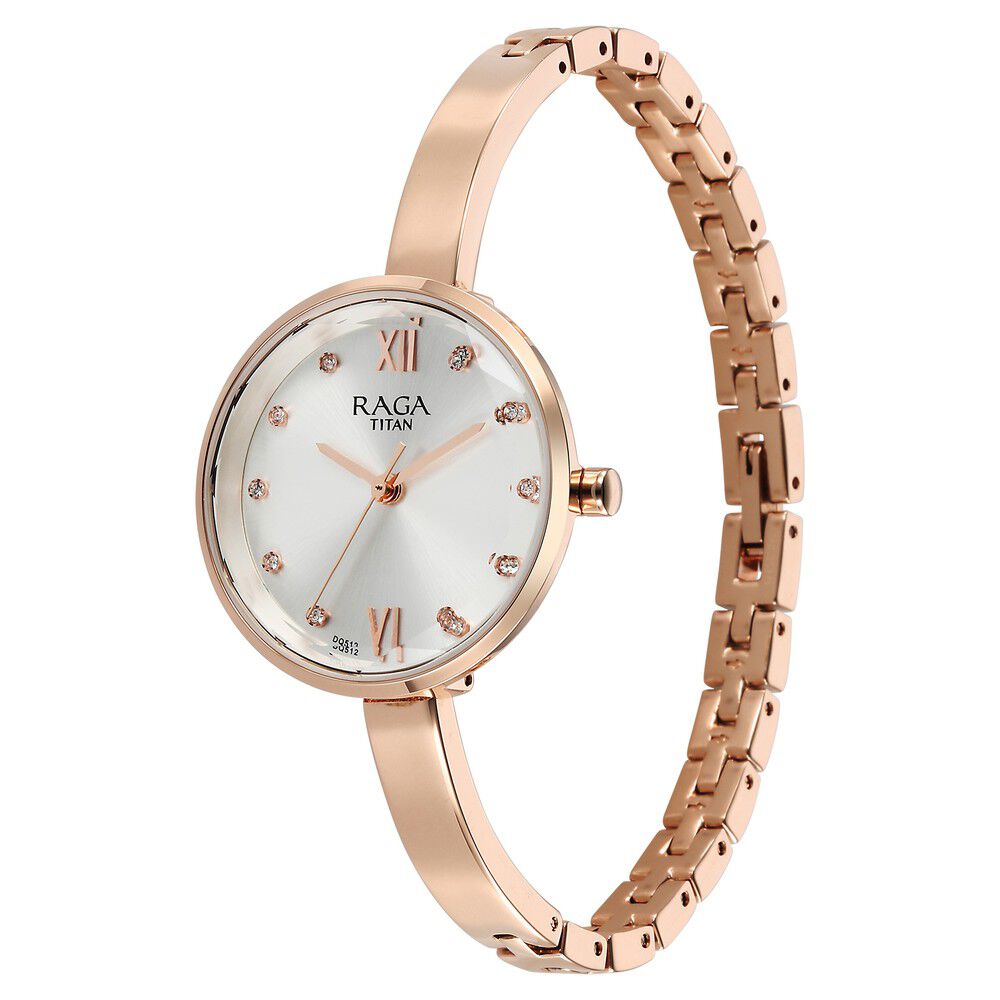 Titan Raga Showstopper Quartz Analog Silver Dial Rose Gold Metal Strap Watch For Women - The Watch Factory ®