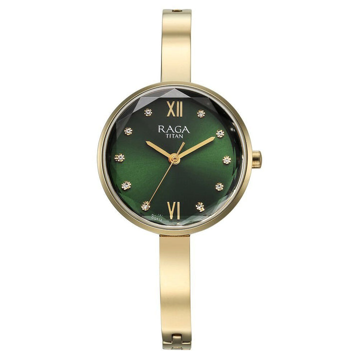 Titan Raga Showstopper Quartz Analog Green Dial Metal Strap Watch for Women - The Watch Factory ®