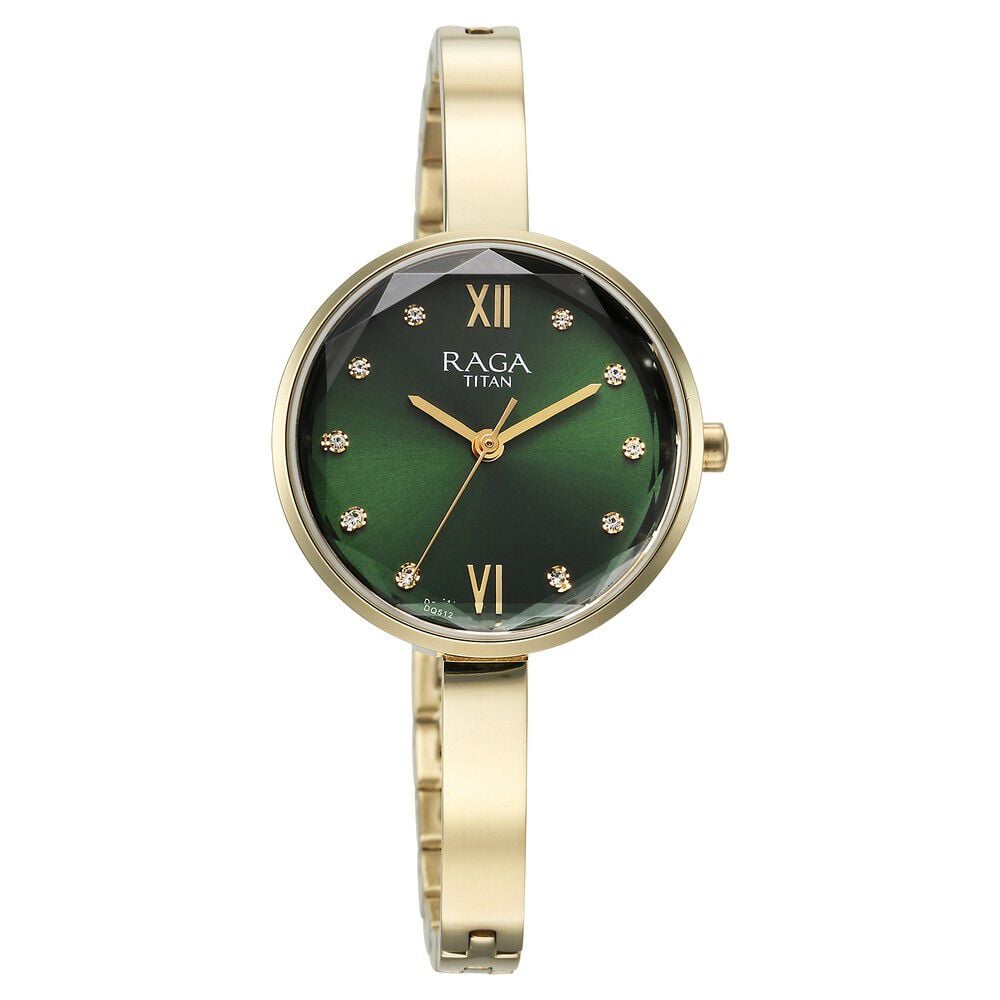 Titan Raga Showstopper Quartz Analog Green Dial Metal Strap Watch for Women - The Watch Factory ®