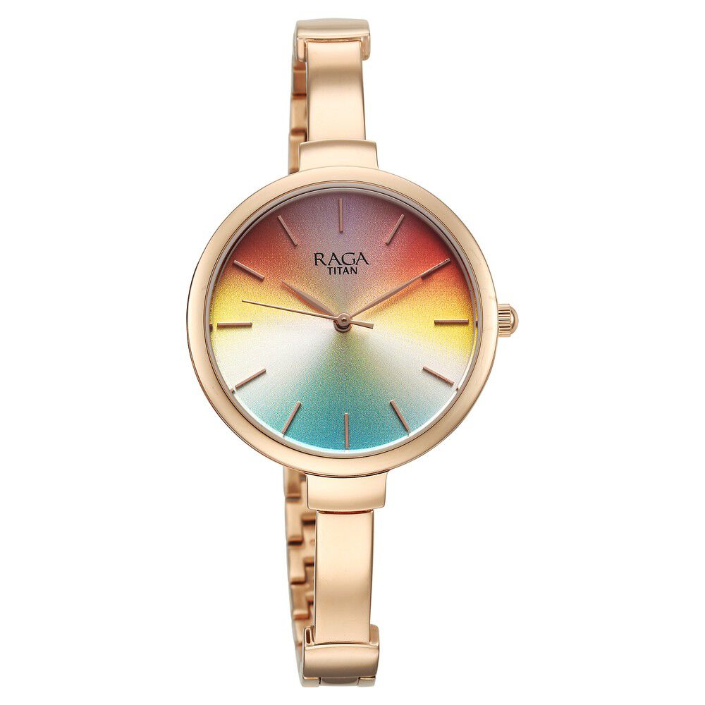 Titan Raga Showstopper Quartz Analog Multicoloured Dial Metal Strap Watch for Women 95273WM01