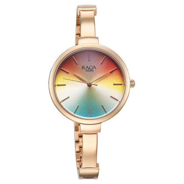 Titan Raga Showstopper Quartz Analog Multicoloured Dial Metal Strap Watch for Women 95273WM01