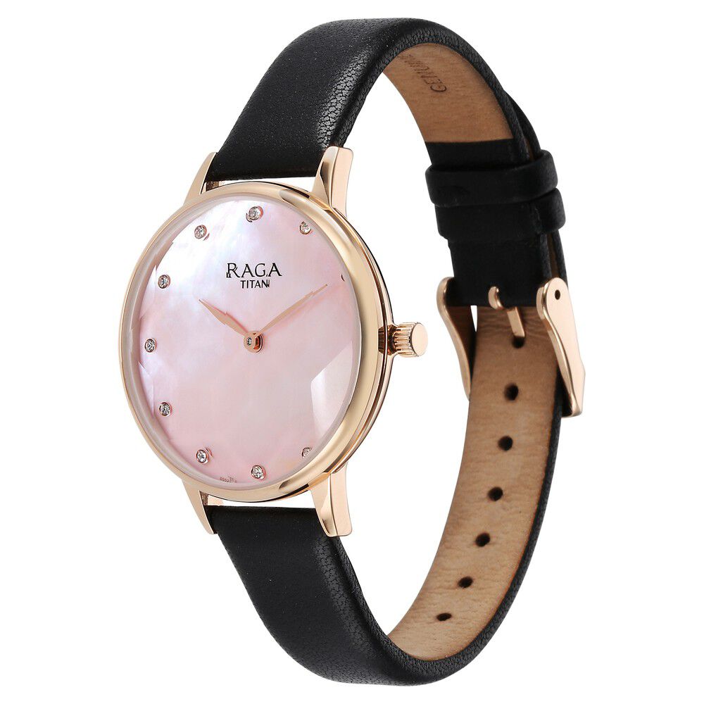 Titan Raga Showstopper Quartz Analog Mother Of Pearl Dial Leather Strap Watch for Women - The Watch Factory ®