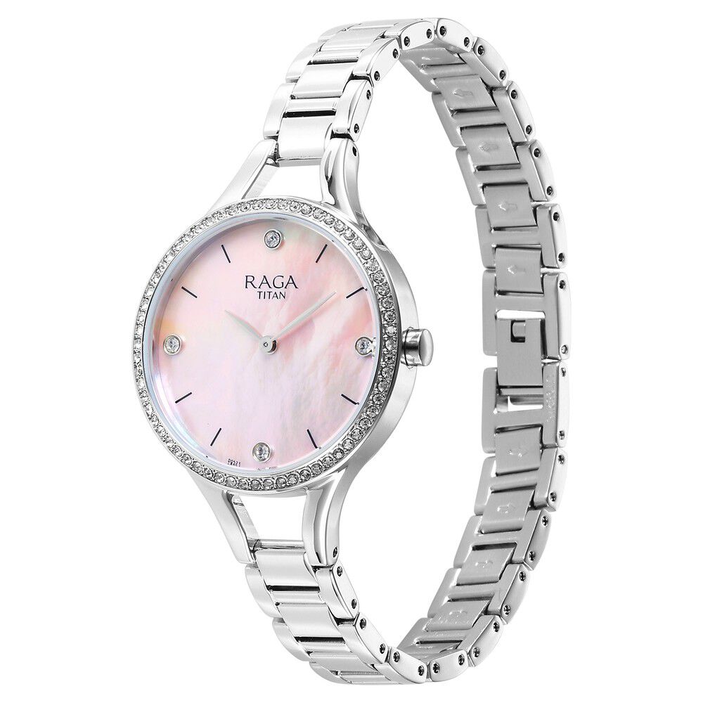 Titan Raga Showstopper Quartz Analog Mother Of Pearl Dial Silver Metal Strap Watch For Women - The Watch Factory ®