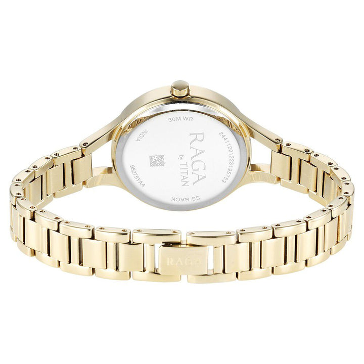 Titan Raga Showstopper Quartz Analog Mother Of Pearl Round Dial Golden Metal Strap Watch For Women - The Watch Factory ®