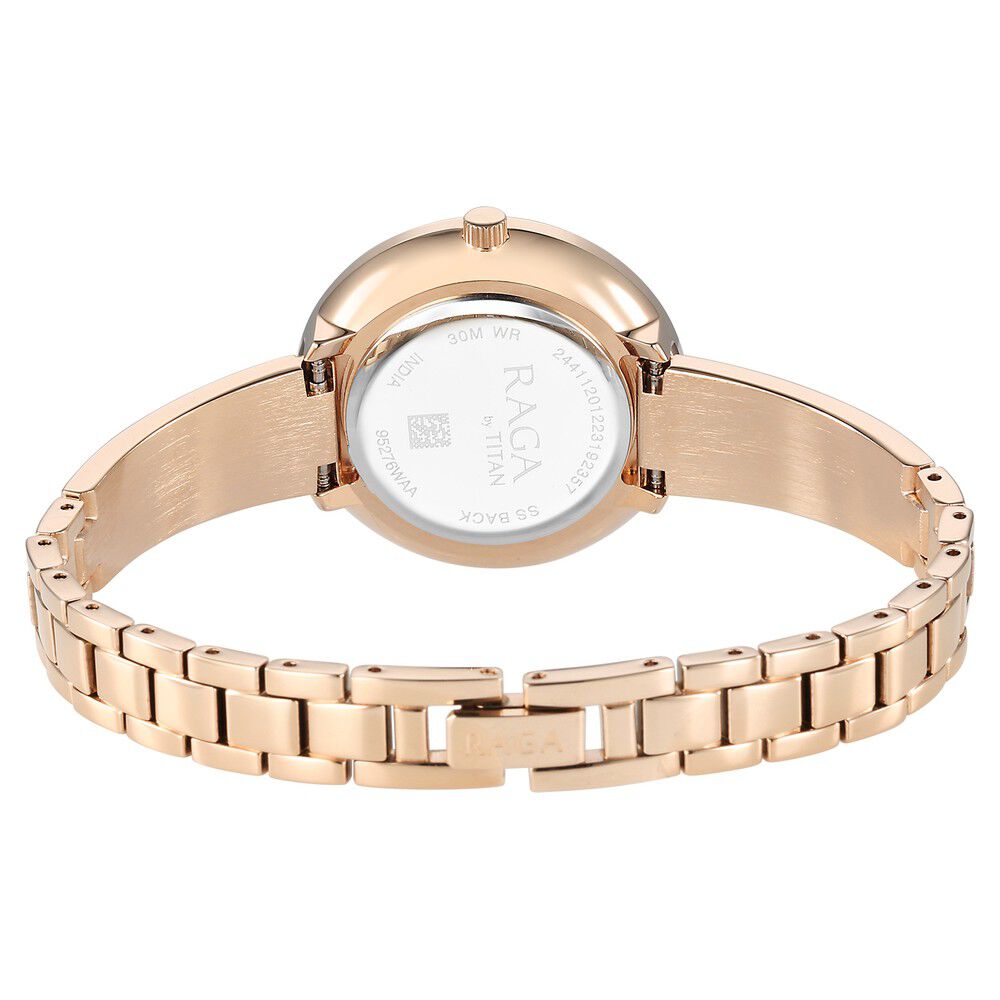 Titan Raga Showstopper Quartz Analog Purple Round Dial Rose Gold Metal Strap Watch For Women - The Watch Factory ®