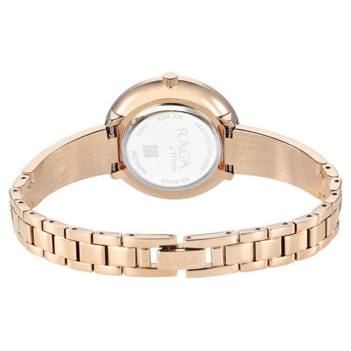 Titan Raga Showstopper Quartz Analog Purple Round Dial Rose Gold Metal Strap Watch For Women - The Watch Factory ®
