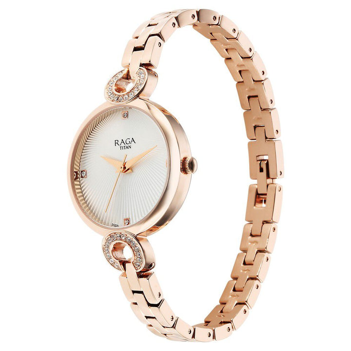 Titan Raga Showstopper Quartz Analog White Dial Metal Strap Watch for Women - The Watch Factory ®