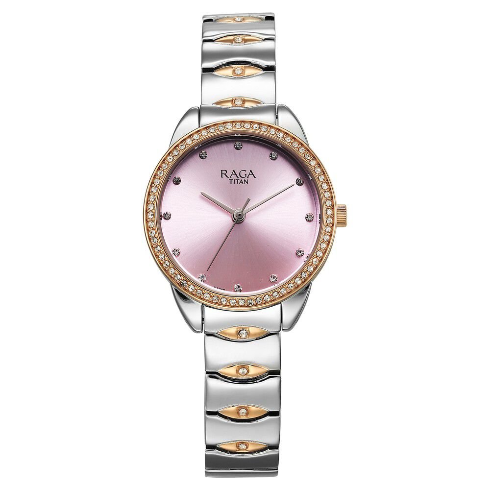 Titan Raga Showstopper Quartz Analog Purple Dial Two Toned Metal Strap Watch For Women - The Watch Factory ®