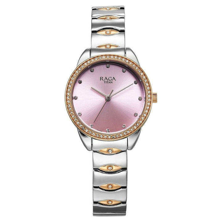 Titan Raga Showstopper Quartz Analog Purple Dial Two Toned Metal Strap Watch For Women - The Watch Factory ®