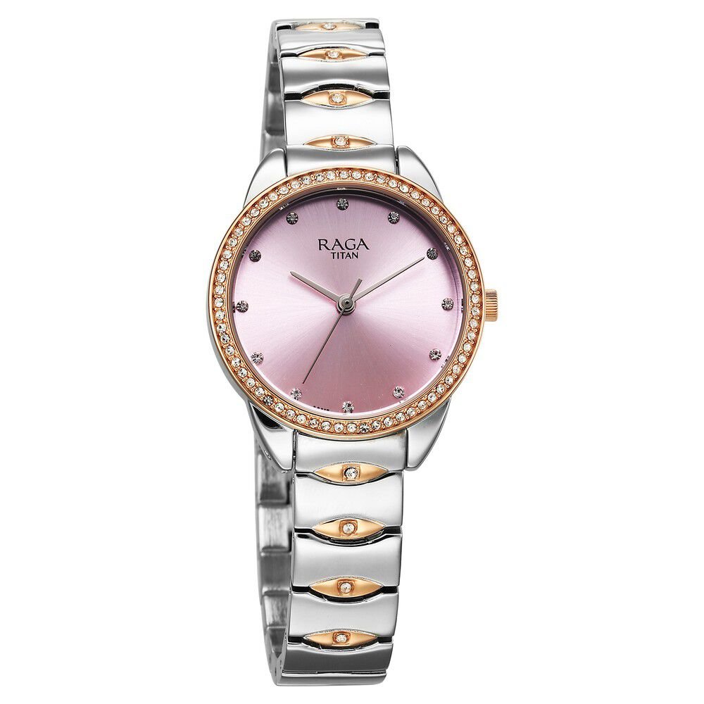 Titan Raga Showstopper Quartz Analog Purple Dial Two Toned Metal Strap Watch For Women - The Watch Factory ®